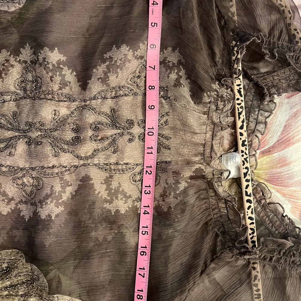 Esprit Sheer Brown Patterned Blouse - image 8